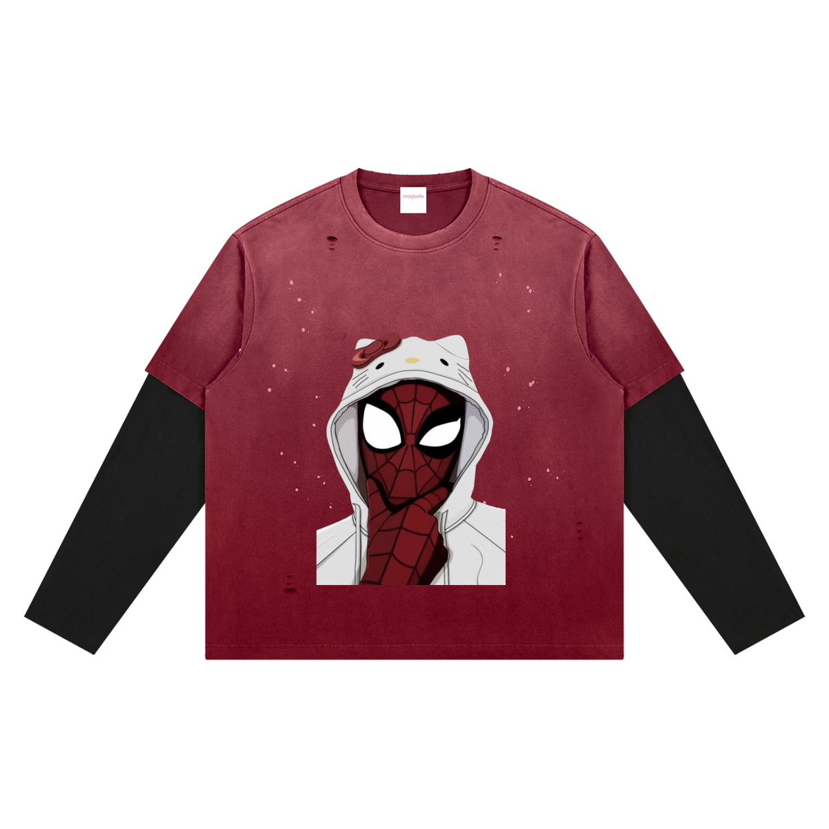 Spider Sticker Distressed Layer Cotton Tee