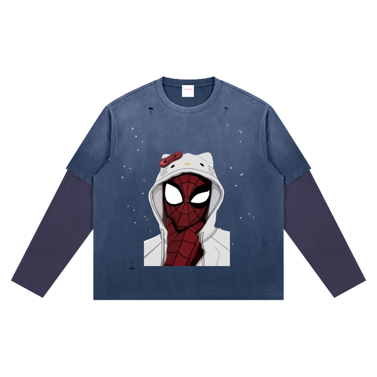 Spider Sticker Distressed Layer Cotton Tee