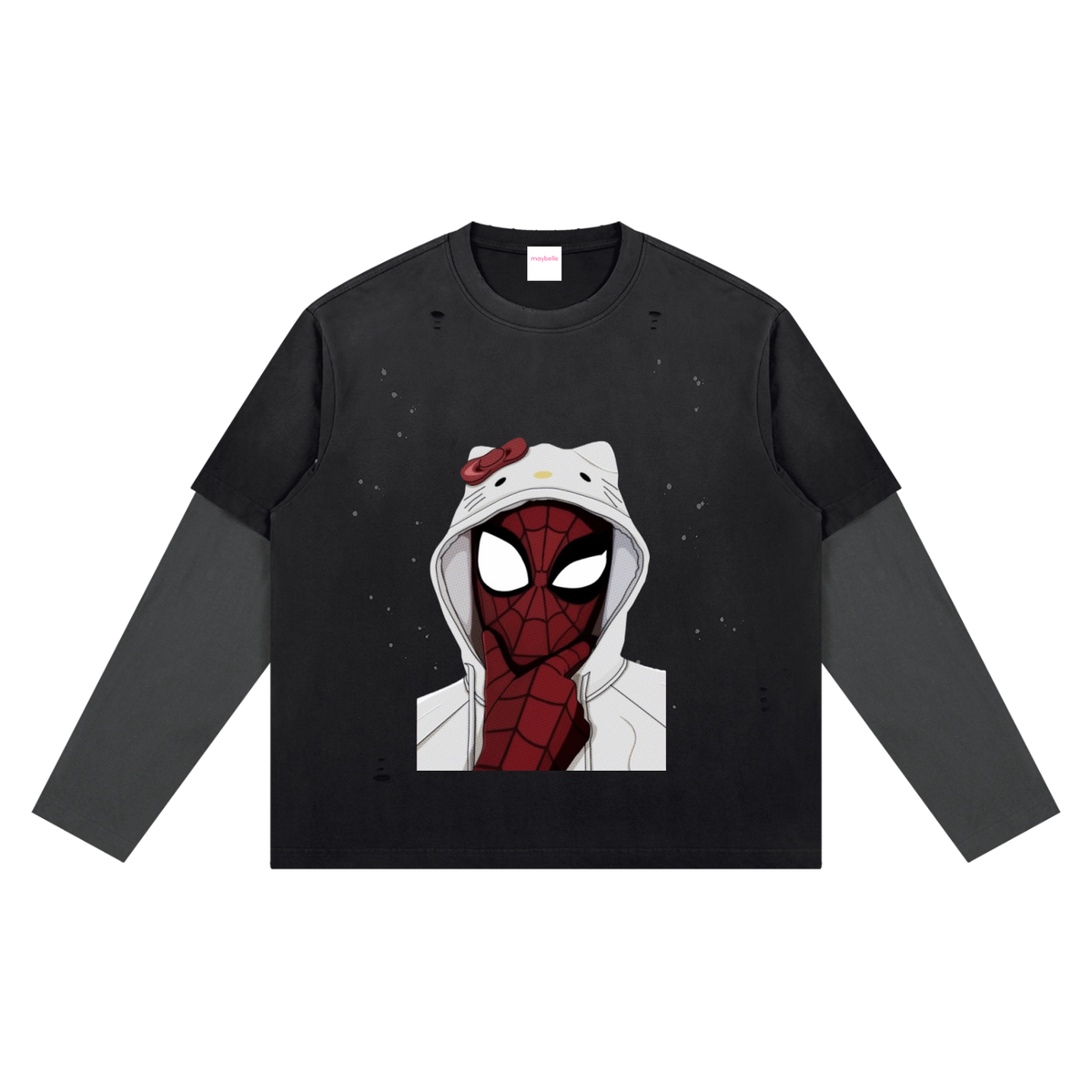 Spider Sticker Distressed Layer Cotton Tee
